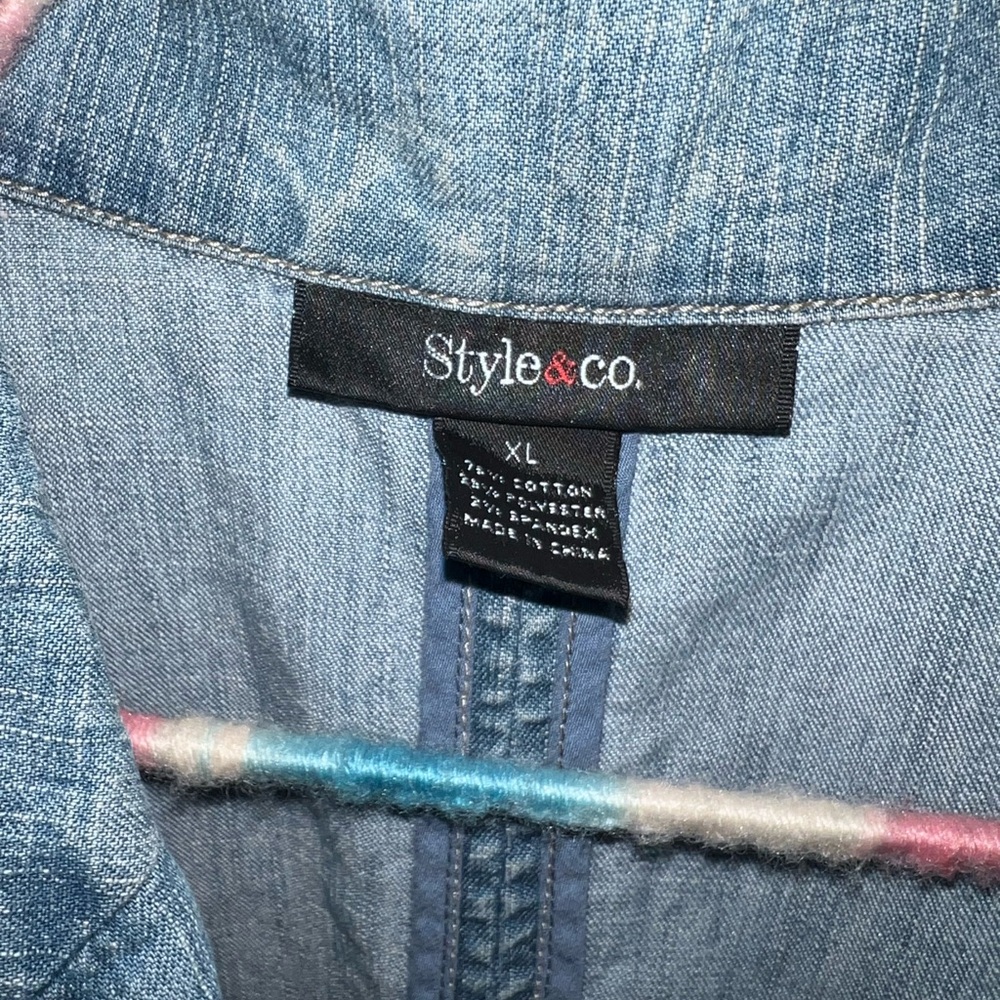Light Wash Denim Short Sleeve Blazer Jacket - Picture 2 of 4